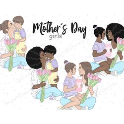 Mother's Day Pastel Girls Clipart