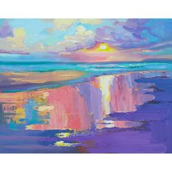 laguna beach painting california original art seascape artwork beach wall art impasto oil painting 16 by 20 inches