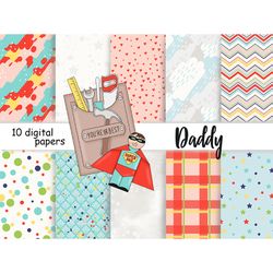 Fathers Day Digital Paper | Family Pattern