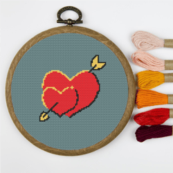 Two Hearts Cross Stitch PDF Pattern, Valentine's Day Gift, Wedding Decor, Anniversary Gift, Love Wins