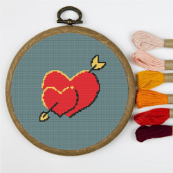 two hearts cross stitch pdf pattern, valentine's day gift, wedding decor, anniversary gift, love wins