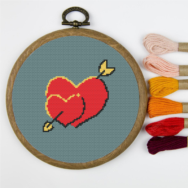 Two Hearts Cross Stitch PDF Pattern, Valentine's Day Gift, Wedding Decor, Anniversary Gift, Love Wins.png