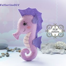 Felt seahorse pattern, Sea creatures, Felt sea animals pattern, PDF felt pattern, Felt sewing pattern