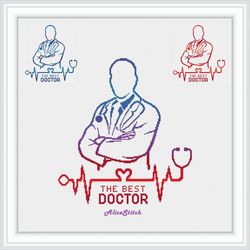 Cross stitch pattern Medicine Doctor silhouette heart cardiogram monochrome counted crossstitch patterns Download PDF