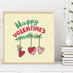 Happy Valentine Day Cross Stitch Pattern PDF, Happy Valentine Counted Cross Stitch Pattern, Happy Valentine Counted
