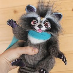 raccoon plush handmade toy art doll animal