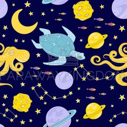 constellation space cute seamless pattern vector illustration