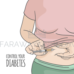 control diabetes injection in stomach vector illustration