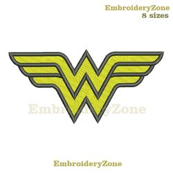 wonder woman embroidery design (filled), wonderwoman machine embroidery, wonder woman pattern, superhero 8 sizes