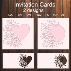 Floral Invitation Card Svg Template For Laser And Paper cut