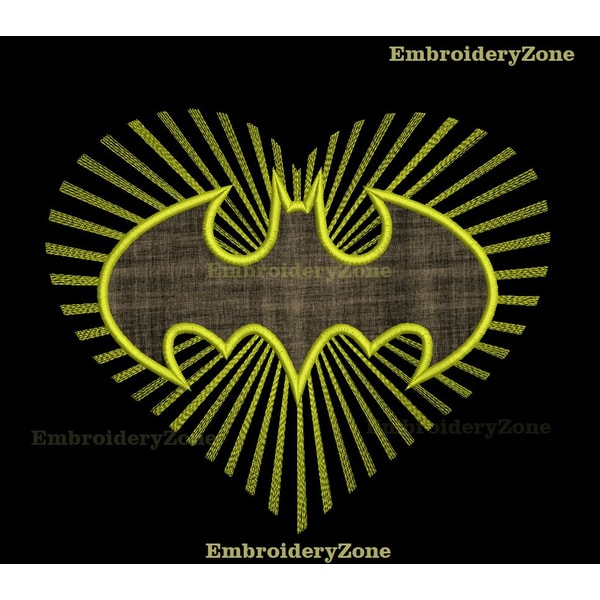 Batman and heart rays applique embroidery design, Batman mac | Inspire ...