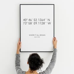 minimalist coordinates print, realtor closing gift, longitude latitude, where it all began, address sign, location print
