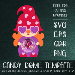Gnome Girl Candy Dome | Valentine Paper Craft Template