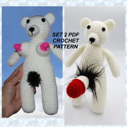 Set 2 PDF Crochet pattern,Toy bear penis boos,Toy with dick,handmade bear penis plush,funny gift,crochet penis gift