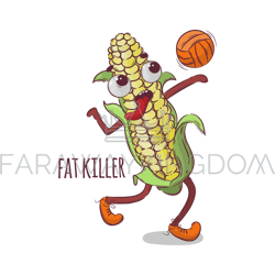 corn fat killer volleyball sport cartoon vector illustration