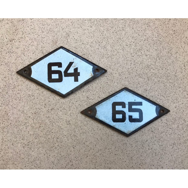 64 apartment door number plate sign 65