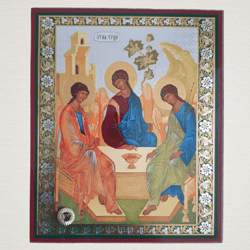St Trinity icon | piece of the Oak of Mamre |  wooden blessed icon | 5 1/4 x 4 3/8" free shipping