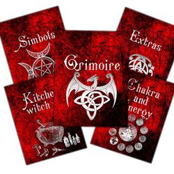 Grimoire Cover, Printable Grimoire, Book of Shadows Pages, Grimoire Pages