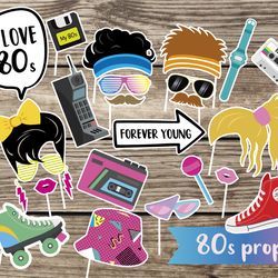80ties photo props - Fun adult photo props - Printable photo props for 80ties Retro party