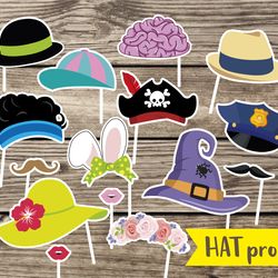 kid party props, hat photo booth props printable, hat photo prop, fun party printables, funny props, birthday props
