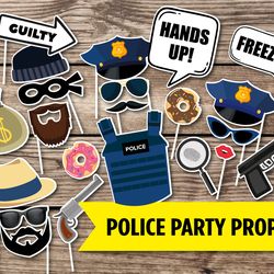 Police party props, Robber, Police kids party, printable police masks, thief props, robbery, police party, boys party
