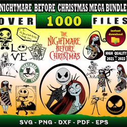 1000 nightmare before christmas mega svg, png, dxf files christmas bundle for print & cricut