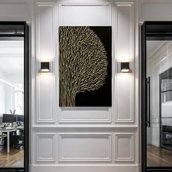 gold leaf abstract, modern acrylic painting, interior art