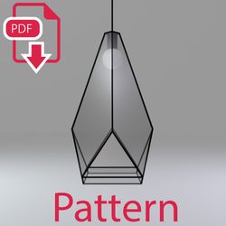 digital drawing for printing. stained glass  diamond pendant lamp