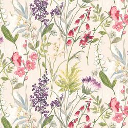 Botanical Fabric, Fabric with Blooming Flowers, Cotton Floral Fabric, Meadow Fabric, Field Flowers Fabric
