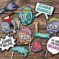 printable zombie apocalypse photo booth props, diy photo booth props, zombie party, apocalypse, printable photo props