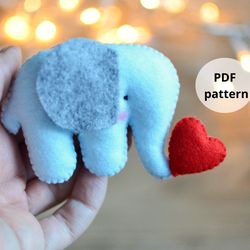 Elephant and heart Easy Pattern PDF, Valentine Day gift