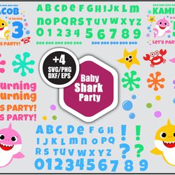 Baby Shark Party Bundle SVG, Baby Shark SVG, Baby Shark Birthday SVG
