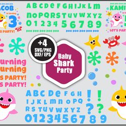 baby shark party bundle svg, baby shark svg, baby shark birthday svg