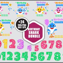 Baby Shark Birthday Bundle SVG, Baby Shark PartySVG, Baby Shark SVG PNG DXF EPS File