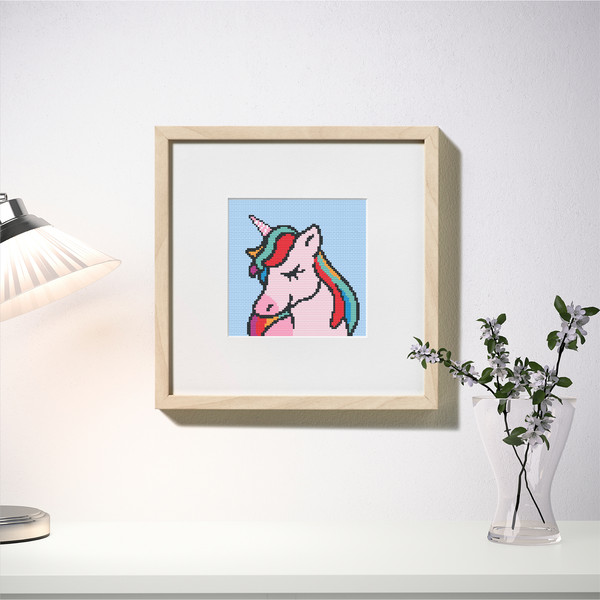 Modern Cross Stitch Unicorn Watercolor Pattern.png