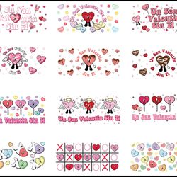 valentine bad bunny libbey glass png bundle, happy valentine 16oz libbey glass wrap png, trendy valentine benito png, di
