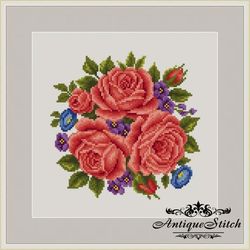Red Roses Bouquet 60 Vintage Cross Stitch Pattern PDF Compatible Pattern Keeper