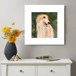 Portrait of a dog Image of a hunting dog Original Oil Painting Miniature Portrait of an animal Gift to dog lover 6x6 in