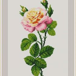 Pink Rose 63 Vintage Cross Stitch Pattern PDF Compatible Pattern Keeper