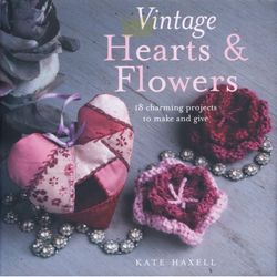 Digital Vintage Book Hearts and Flowers