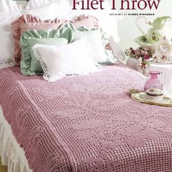 Digital Vintage Crochet Patterns Bed of Roses Filet Throw