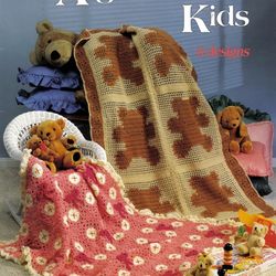 Digital Vintage Crochet Patterns Of Afghan Plaids for Kids