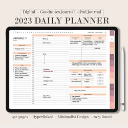DIGITAL 2023 Daily planner, Goodnotes hourly planner, monthly weekly schedule, Work student teacher agenda, iPad