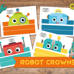 Robot crowns, robot kid party, robot birthday, science party, robot party