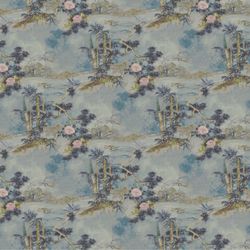 themed fabric, nature fabric, linen and viscose fabric, fabric with trees, floral fabric, tree fabric