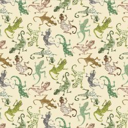 Gekko Fabric, Fabric with Cute Lizards, Cotton Gekko Fabric, Animal Print Fabric, Kids Fabric