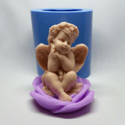 Angel on rose silicone mold
