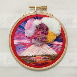 Embroidery Landscape Hoop Art Thread Painting Wall Hanging Needle Work Abstract Embroidery Art Gift for Painting