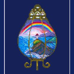 rainbow lantern cross stitch pattern pdf by crossstitchingforfun, instant download