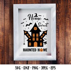 Home sweet haunted home SVG. Funny Halloween quote.